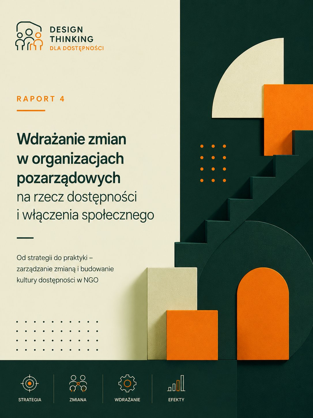 Okładka raportu: Wdrażanie zmian w organizacjach pozarządowych na rzecz dostępności i włączenia społecznego